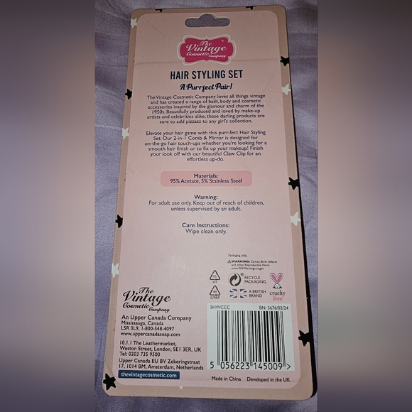 Hair styling set, 2-in-1 comb & mirror, and hair claw clip. - Picture 4 of 4